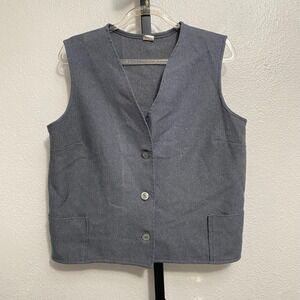 Vtg Women's Gray Button Up Vest Academia Old Money Heritage Capsule Made in USA